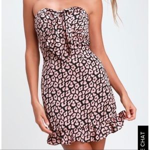 Lulu’s Leopard Print Pink Strapless Dress